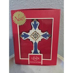 Lenox First Blessing Blue & Gold Cross Ornament Rare & HTF New in Box